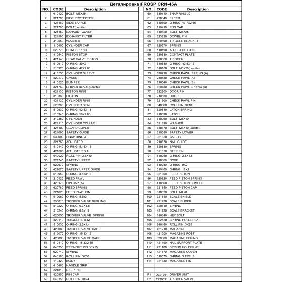 Прокладка (№15) для FROSP CRN-45A